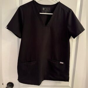 Figs Casma Three-Pocket Scrub Top Black Small